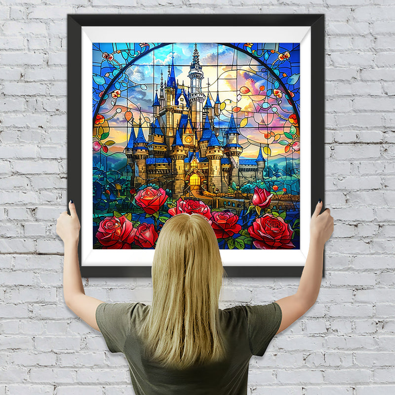 Schloss Rote Rose Diamond Painting