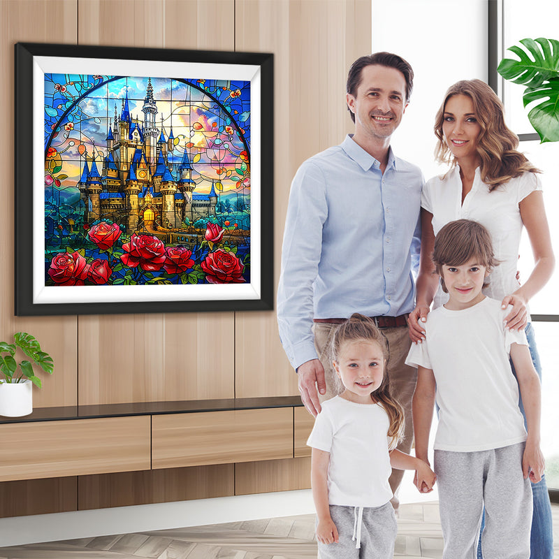 Schloss Rote Rose Diamond Painting