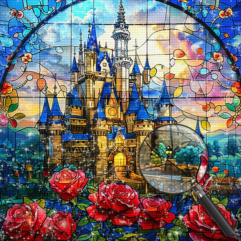 Schloss Rote Rose Diamond Painting