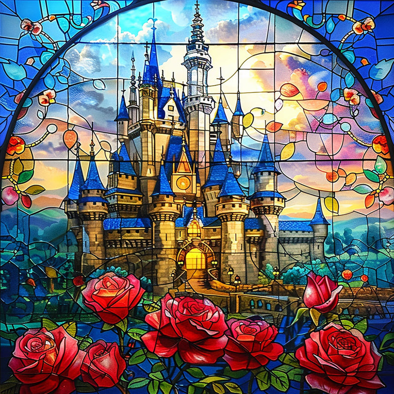 Schloss Rote Rose Diamond Painting