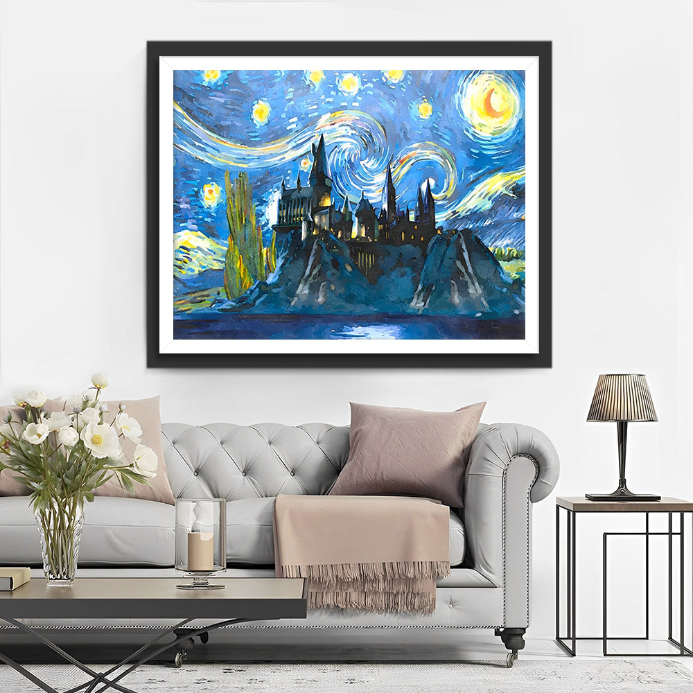 Schloss unter dem Sternenhimmel Diamond Painting