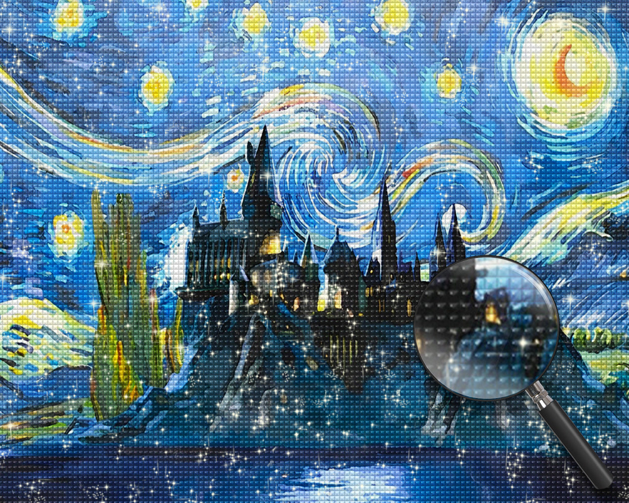 Schloss unter dem Sternenhimmel Diamond Painting