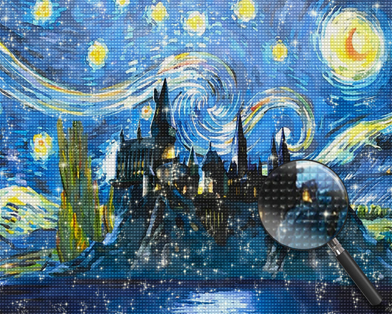 Schloss unter dem Sternenhimmel Diamond Painting
