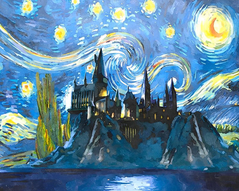 Schloss unter dem Sternenhimmel Diamond Painting