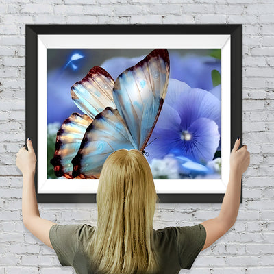 Schmetterling und blaue Blume Diamond Painting