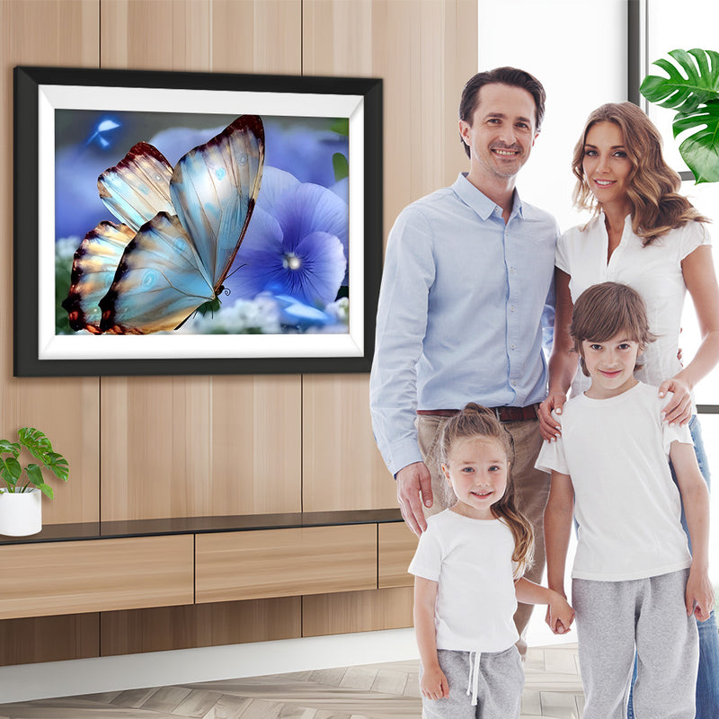 Schmetterling und blaue Blume Diamond Painting