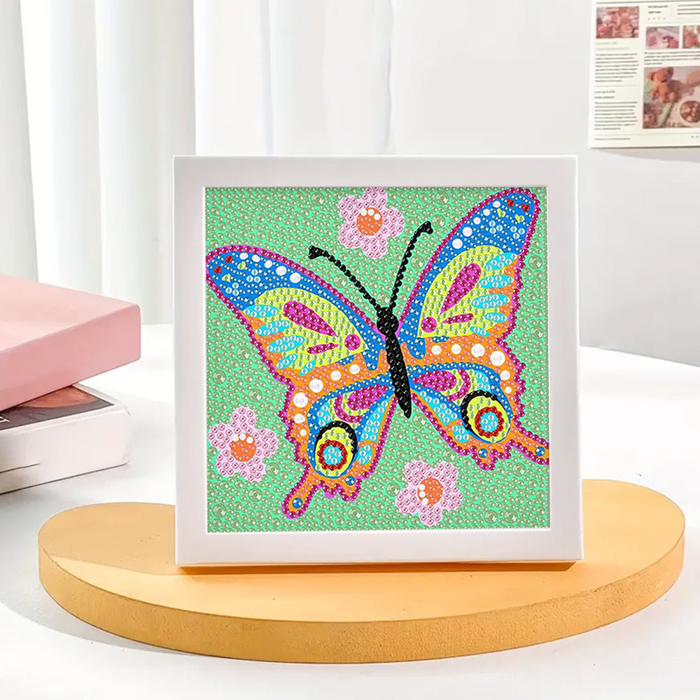 Schmetterling und rosa Blumen Mini-Kristallpünktchen Diamond Painting
