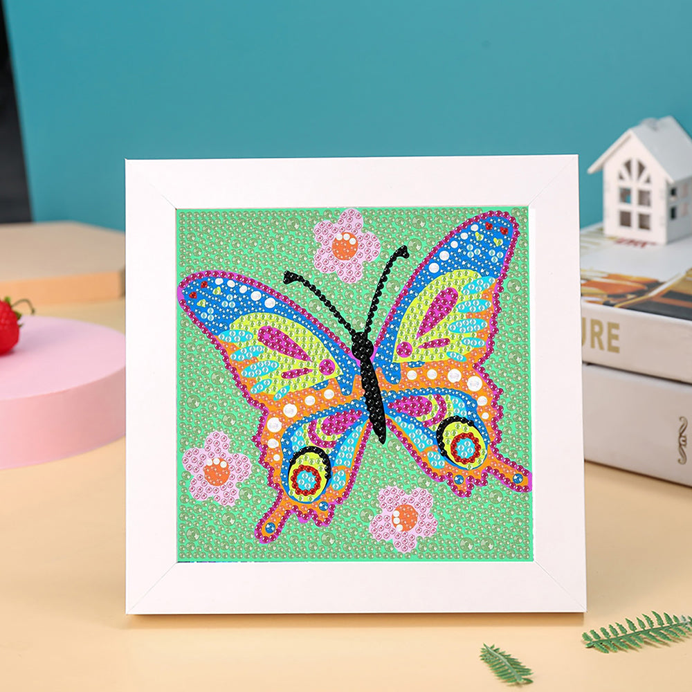 Schmetterling und rosa Blumen Mini-Kristallpünktchen Diamond Painting