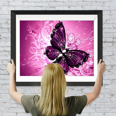 Schmetterling vor rosa Hintergrund Diamond Painting