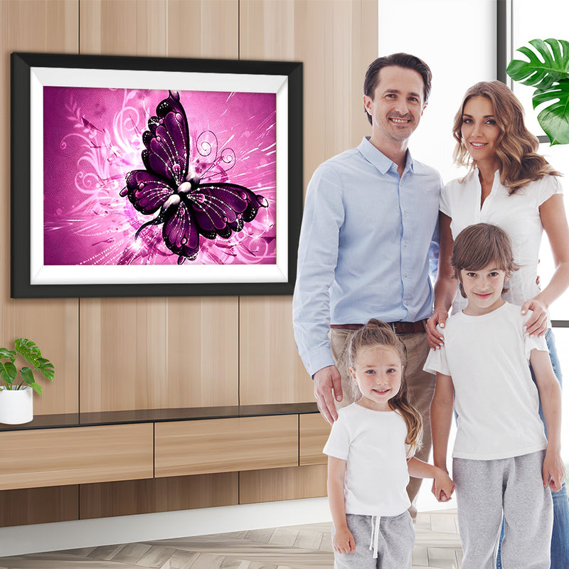 Schmetterling vor rosa Hintergrund Diamond Painting