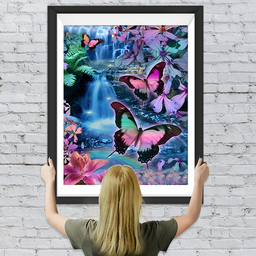 Schmetterlinge am Wasserfall Diamond Painting