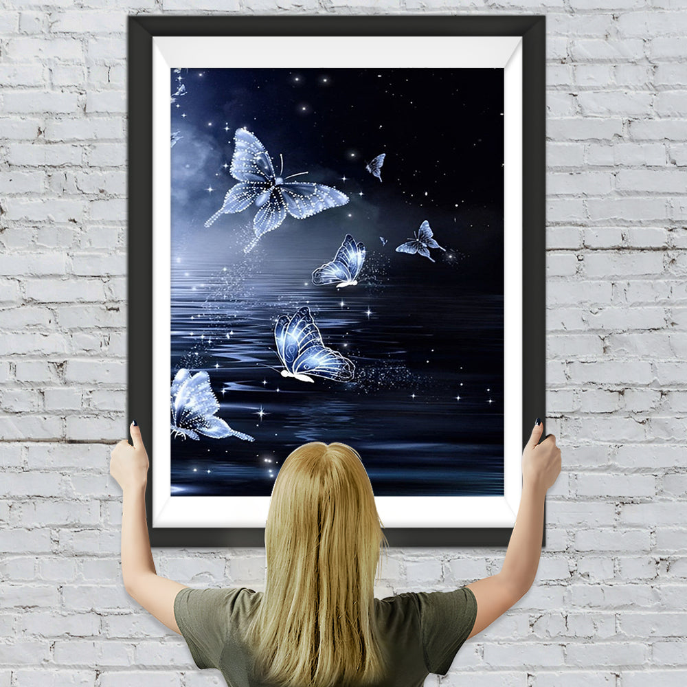 Schmetterlinge auf dem Meer in der Nacht Diamond Painting