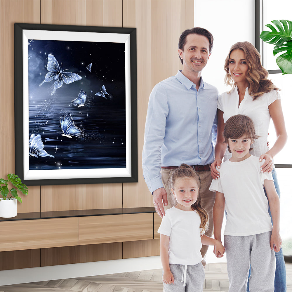 Schmetterlinge auf dem Meer in der Nacht Diamond Painting