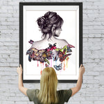 Schmetterlinge auf den Rücken der Frau Diamond Painting