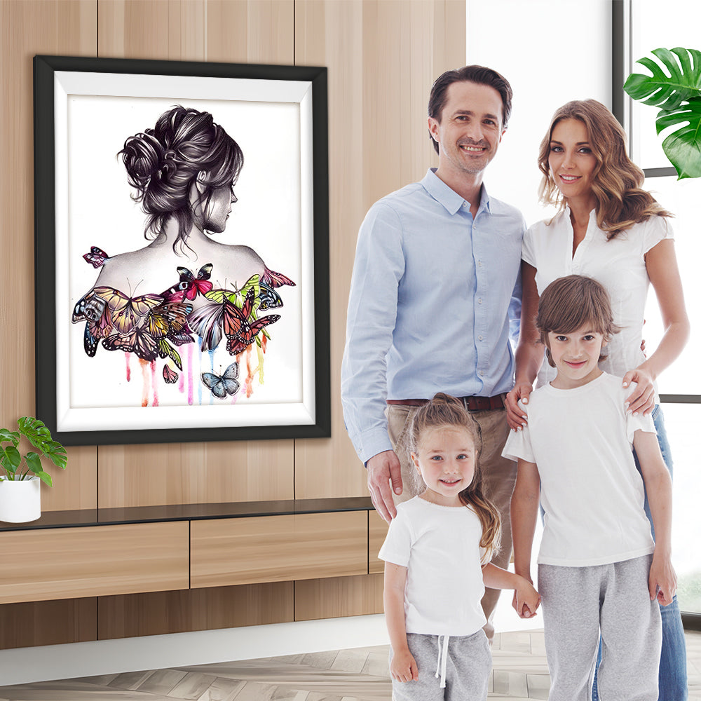Schmetterlinge auf den Rücken der Frau Diamond Painting