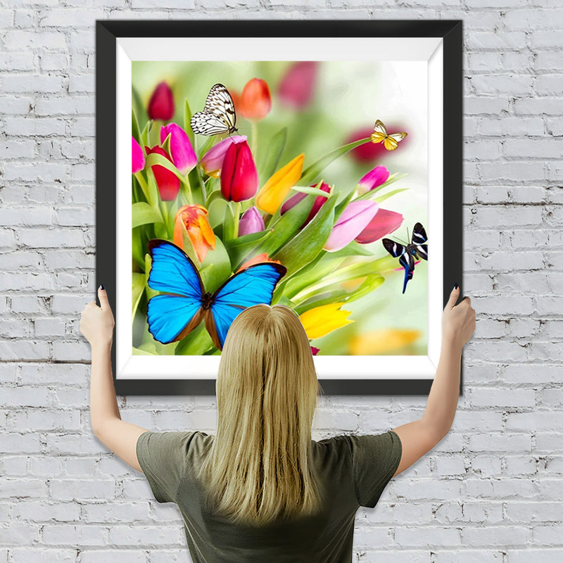 Schmetterlinge und Tulpen Diamond Painting