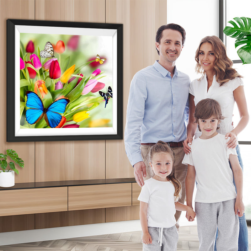 Schmetterlinge und Tulpen Diamond Painting