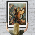 Schmetterlingsdame in Blumen Diamond Painting