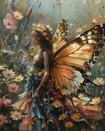 Schmetterlingsdame in Blumen Diamond Painting