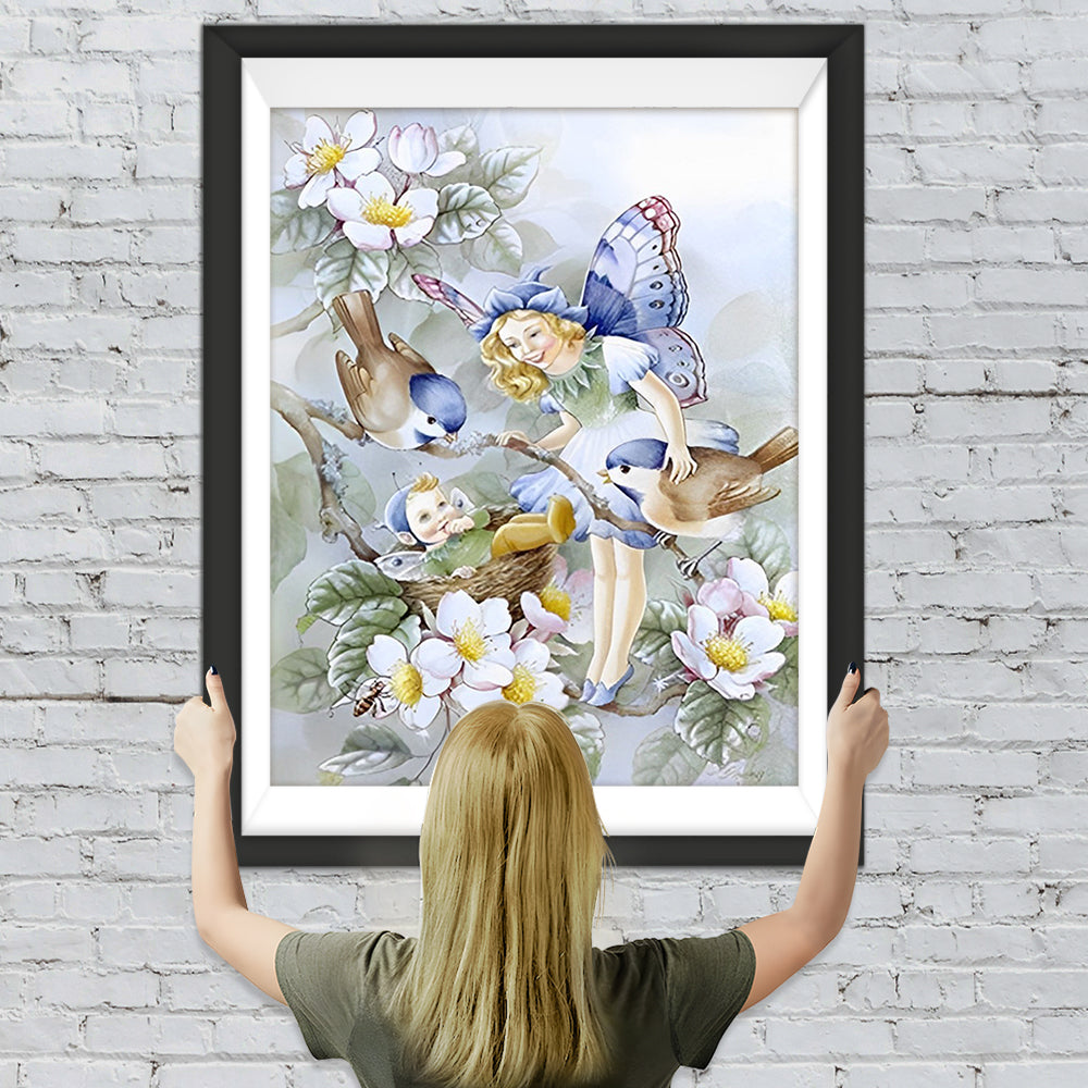 Schmetterlingsfee und Blumen Diamond Painting