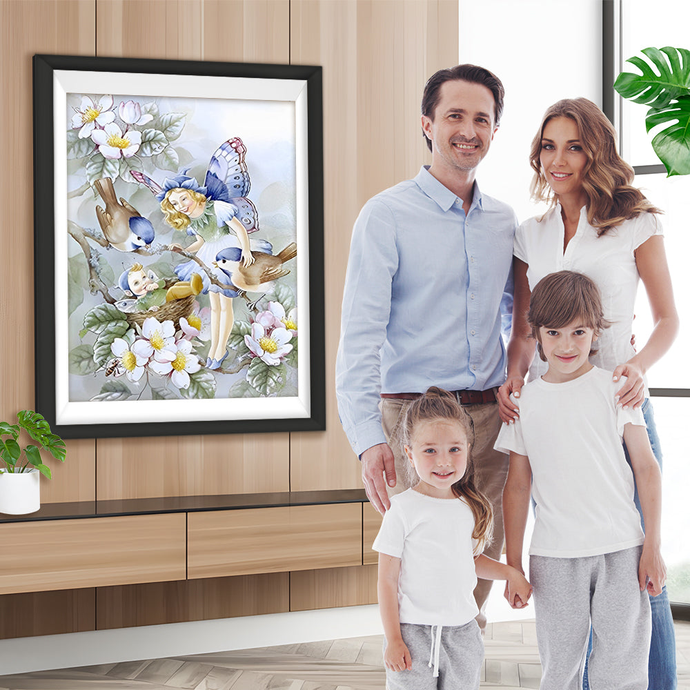 Schmetterlingsfee und Blumen Diamond Painting