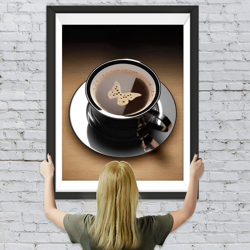 Schmetterlingsmuster im Kaffee Diamond Painting