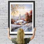 Schnee Ahorn Kirche Diamond Painting