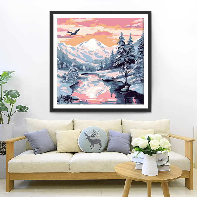 Schneebedeckte Berge Diamond Painting