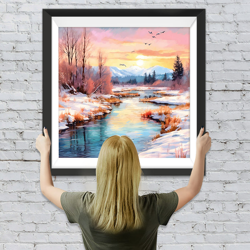 Schneebedeckter Fluss Diamond Painting