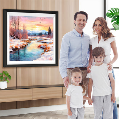 Schneebedeckter Fluss Diamond Painting