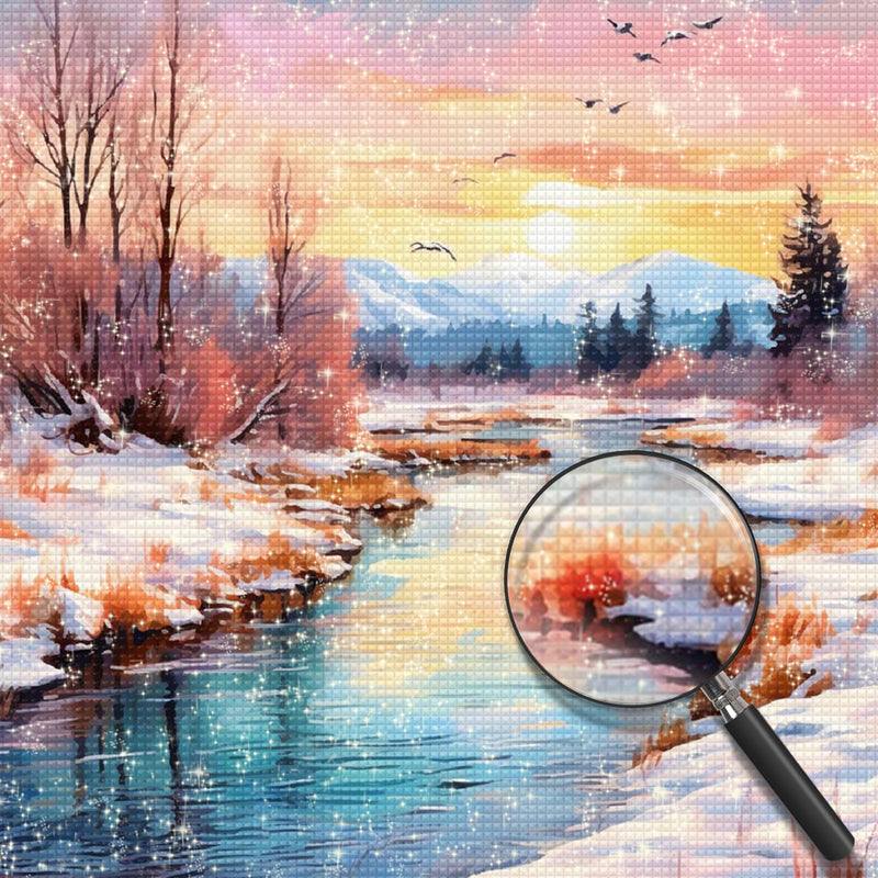 Schneebedeckter Fluss Diamond Painting