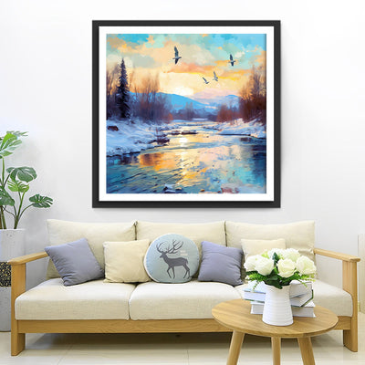 Schneebedeckter See Diamond Painting