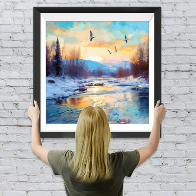 Schneebedeckter See Diamond Painting
