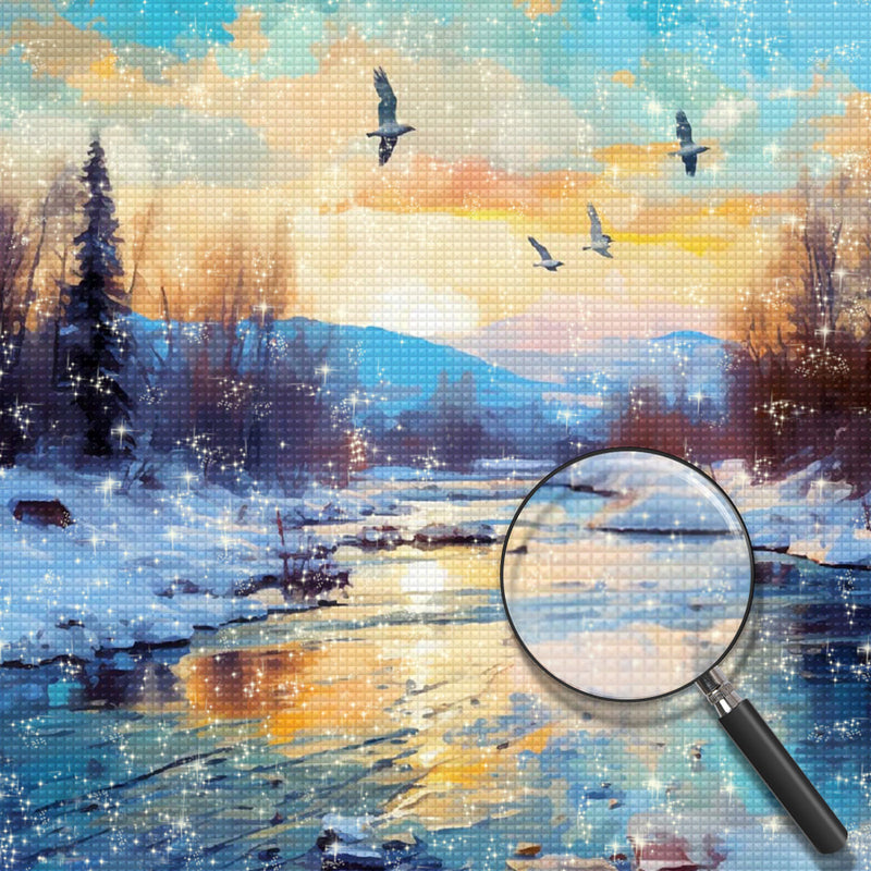 Schneebedeckter See Diamond Painting