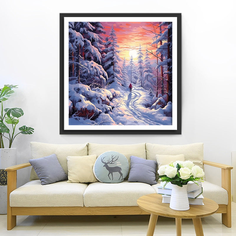 Schneebedeckter Wald Diamond Painting