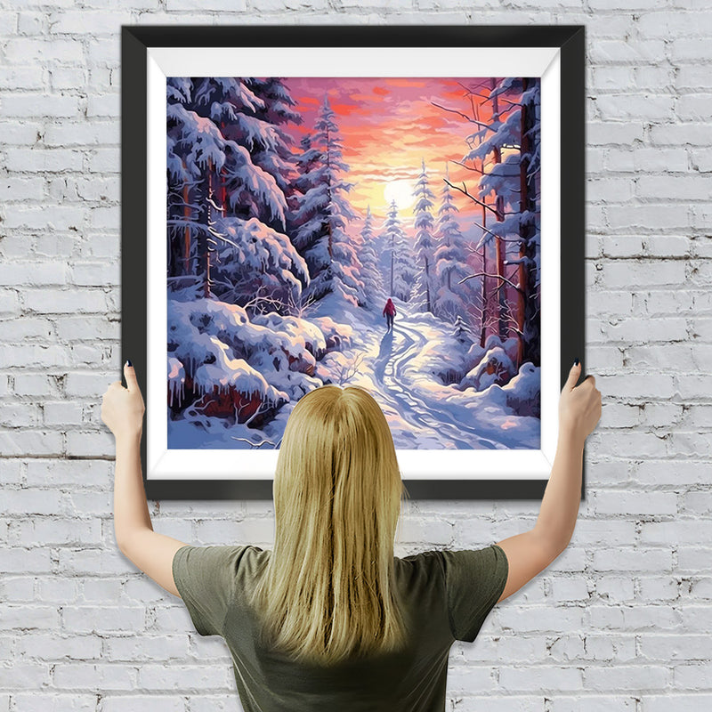 Schneebedeckter Wald Diamond Painting