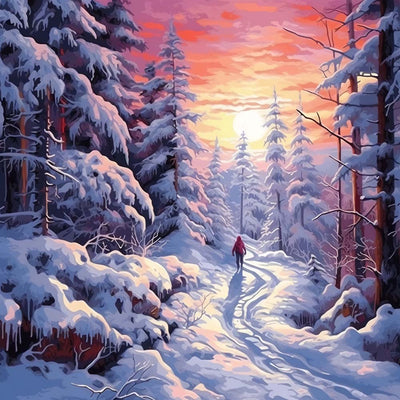 Schneebedeckter Wald Diamond Painting