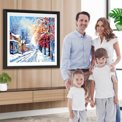 Schneebedecktes Dorf Diamond Painting