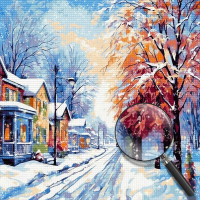 Schneebedecktes Dorf Diamond Painting