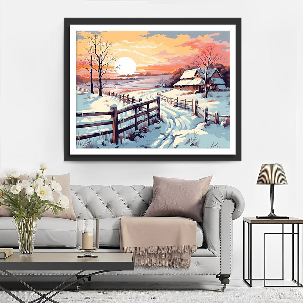 Schneebedecktes Dorf Diamond Painting