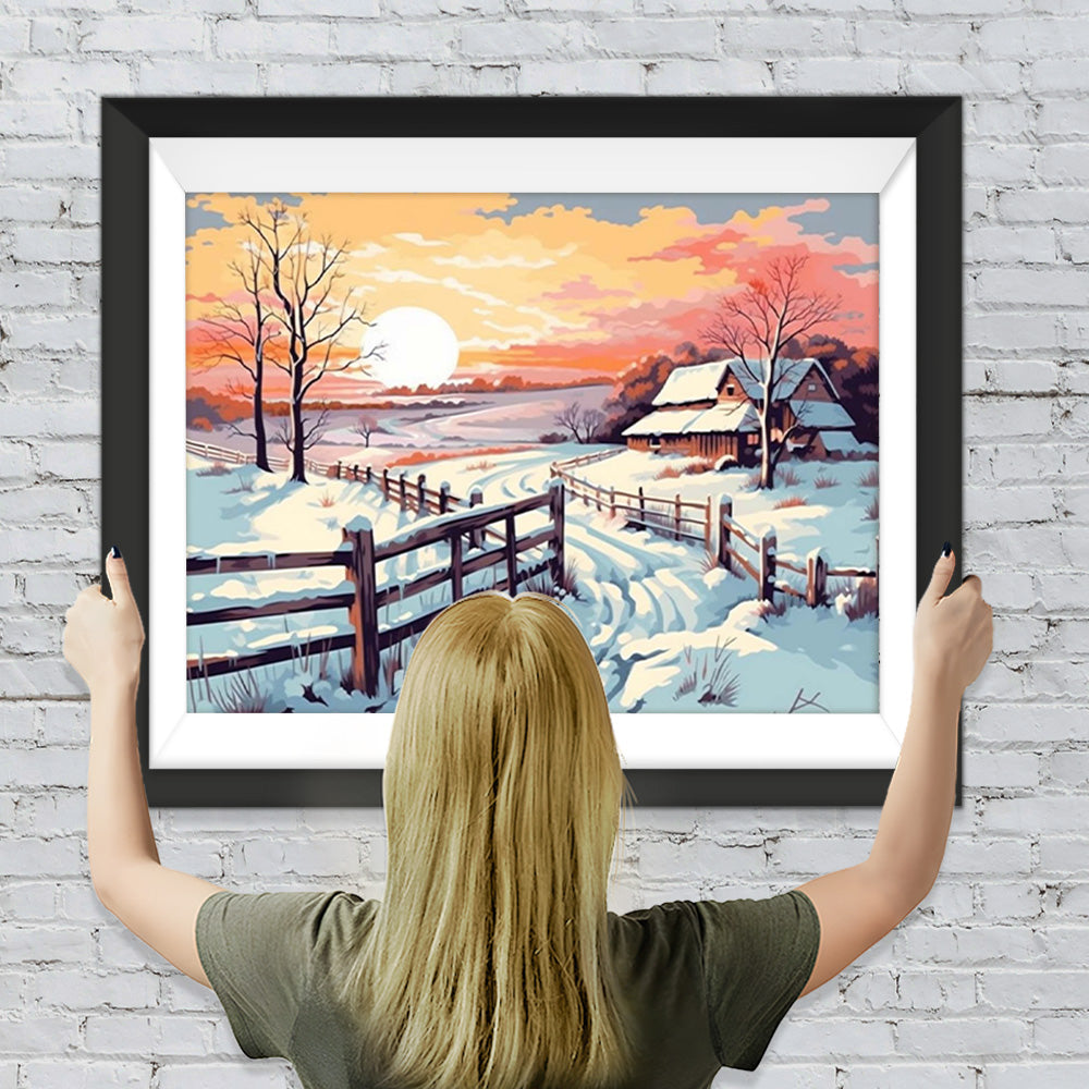 Schneebedecktes Dorf Diamond Painting