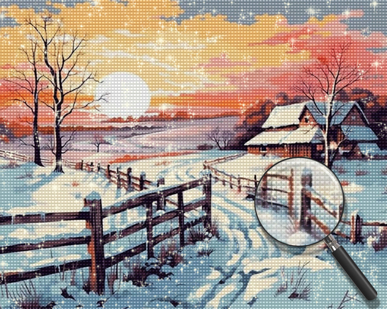 Schneebedecktes Dorf Diamond Painting