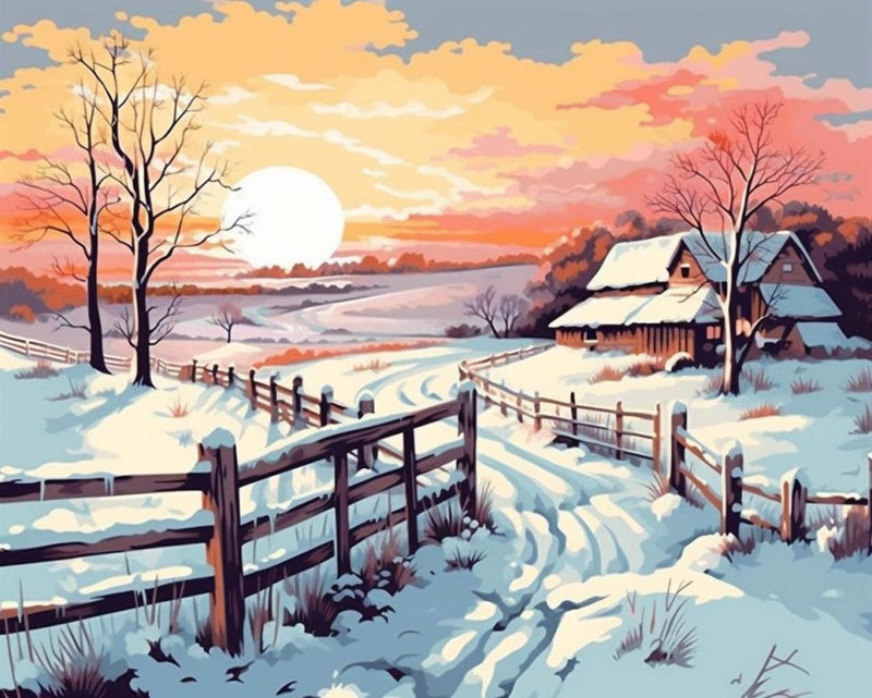 Schneebedecktes Dorf Diamond Painting