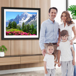 Schneeberg, grüne Bäume und Blumen Diamond Painting