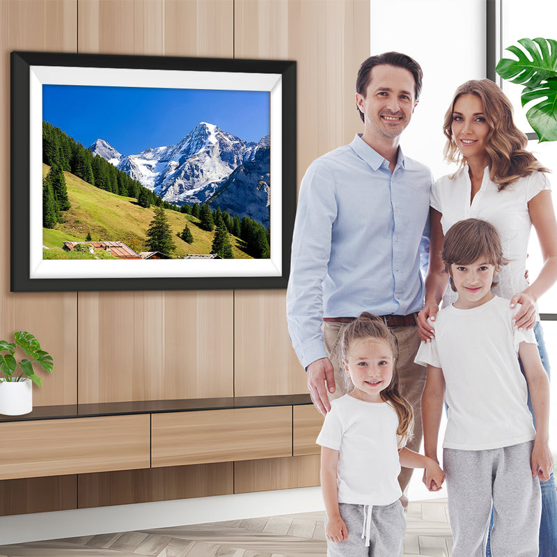 Schneeberg und Grünkiefernhang Diamond Painting