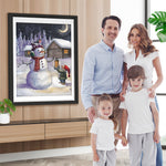 Schneemann Elfe Mondschein Diamond Painting