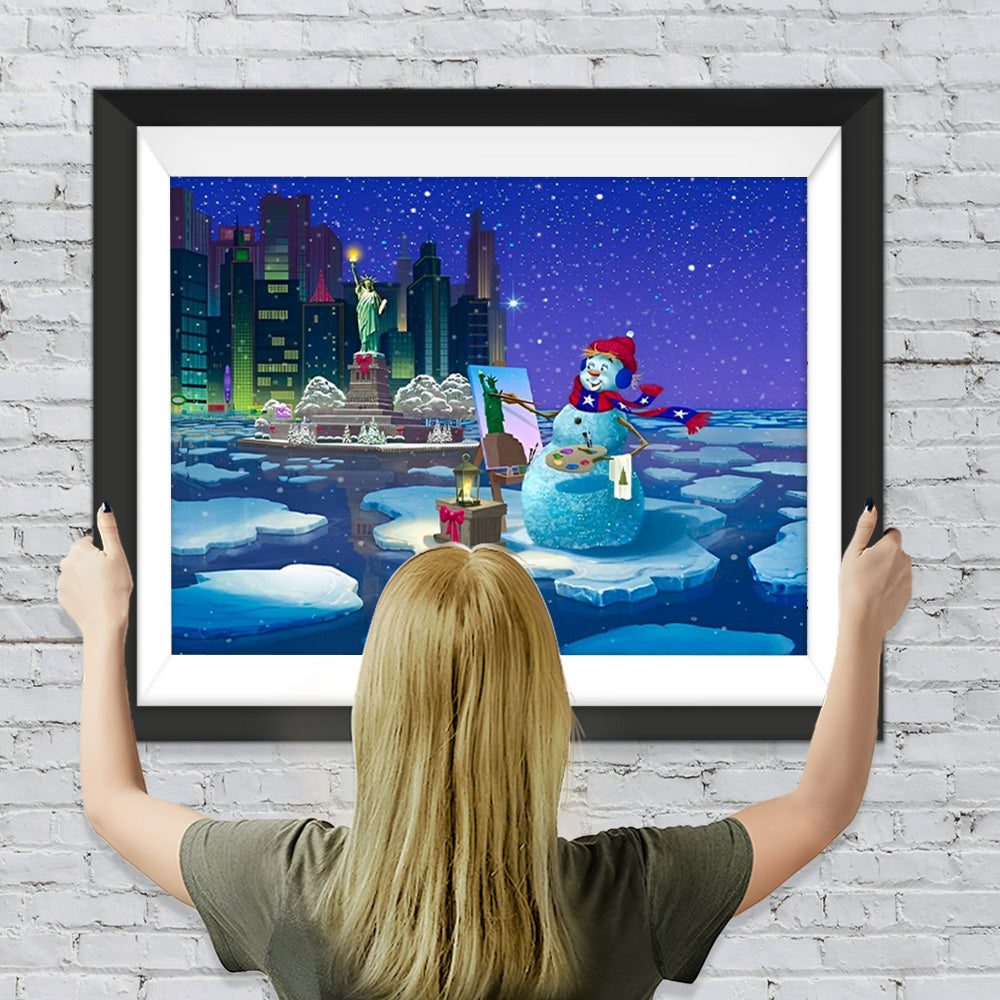Schneemann Freiheitsstatue Diamond Painting