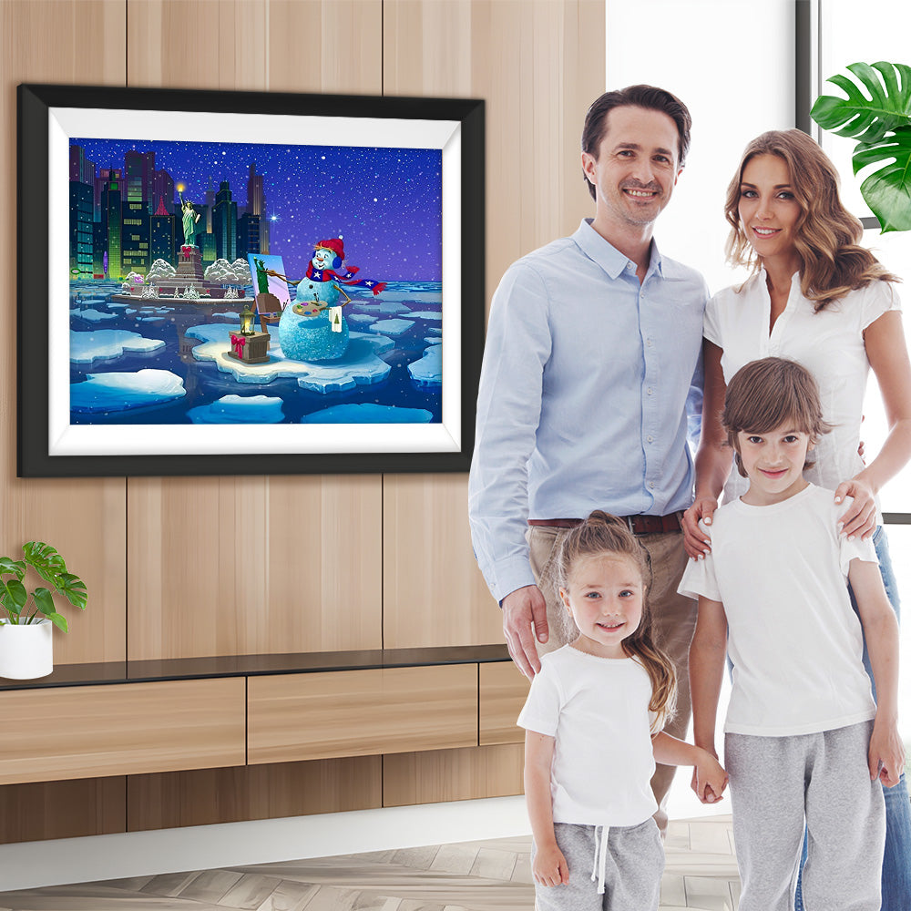 Schneemann Freiheitsstatue Diamond Painting