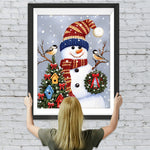 Schneemann Kranz Vögel Weihnachtsbaum Diamond Painting