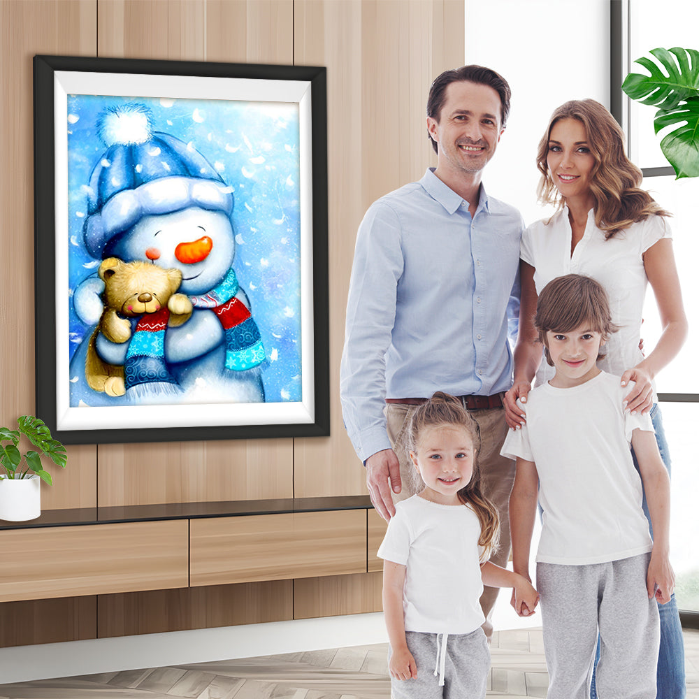 Schneemann mit Hut im Winter Diamond Painting